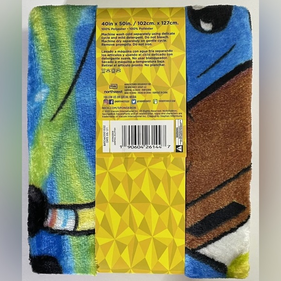 nickelodeon SpongeBob SQUAREPANTS Jumping Jellyfish 40" x 50" Silky Soft Throw - Picture 2 of 2